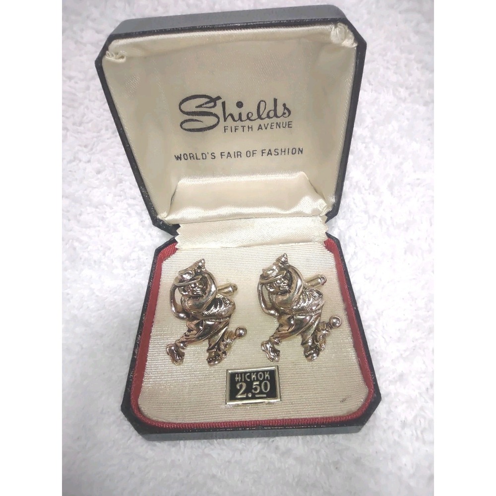 Golfer Caricature Vintage HICKOK USA Cuff‎ Links